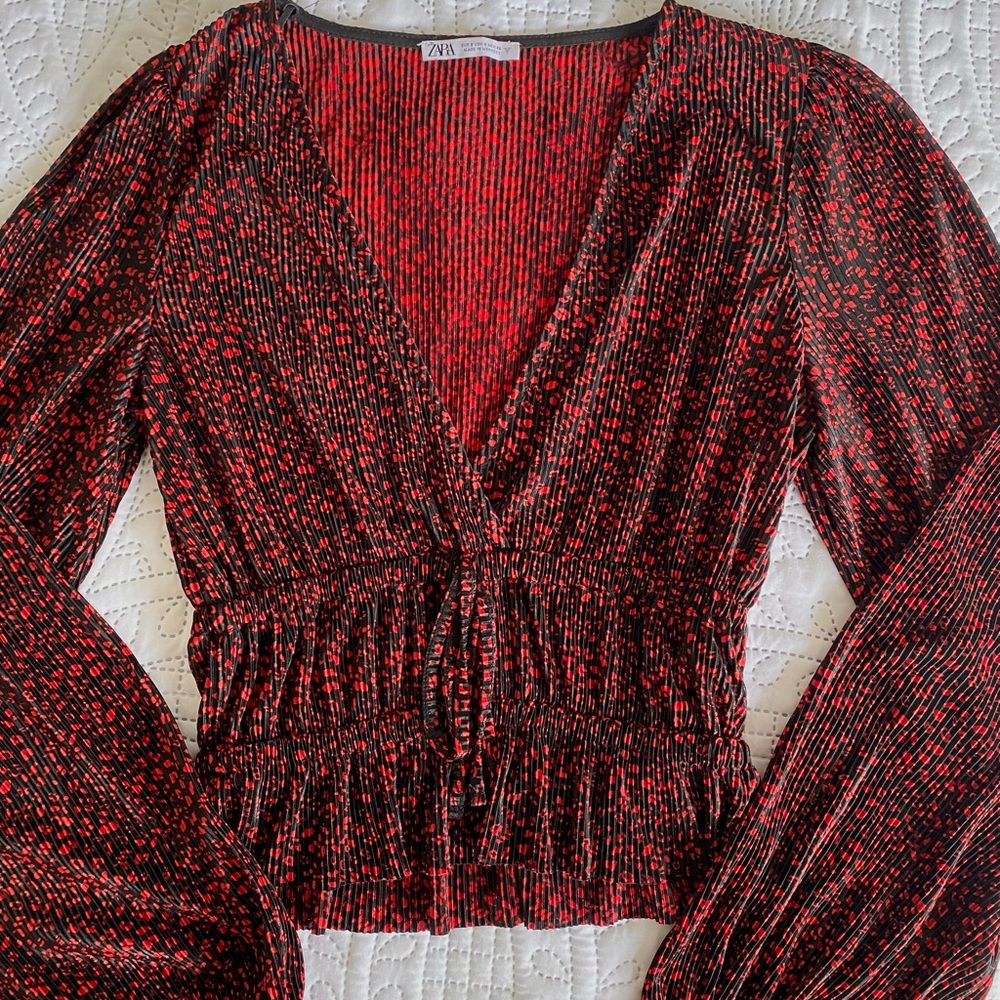 Zara V Neck Printed Blouse
